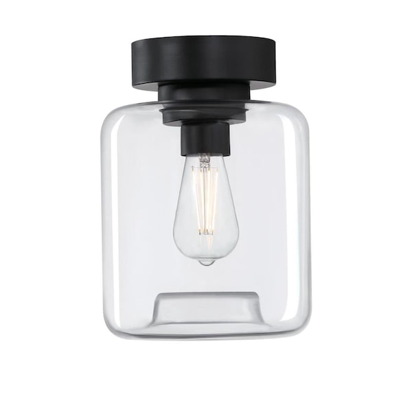 Westinghouse Fixture Ceiling SemiFlush-Mount 60W Judd 8In, Matte Black Clear Glass 6131200 - main